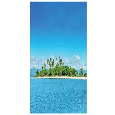 Imagem de Película de privacidade para janela de ilha, janela decorativa 3D, decalques de vitrais, adesivo de janela aderente estática não adesivo, L90 x C 190 cm azul verde