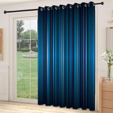 Imagem de Divisória de parede Harbour Stripe para divisória de quarto, fundo azul Nvay vibrante com linhas verticais finas, design moderno, adequado para portas de vidro deslizantes, cortinas térmicas de sala