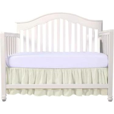 Imagem de Saia para cama de berço 71 cm x 132 cm com 35,5 cm de altura – cantos divididos com babados, microfibra – respirável, durável, elástico ajustável, roupa de cama macia para bebês meninos e meninas, cor