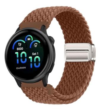 Imagem de CeiLarv Pulseira de relógio de 20 mm para Garmin Vivoactive 6/Approach S44/Approach S50/Forerunner 165 Music/Vivoactive 5/Vívomove Trend com fivela magnética, pulseira de nylon respirável – Café