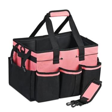 Imagem de WeiLaiKeQi Organizador de ferramentas de limpeza, suprimentos de limpeza, bolsa de armazenamento, limpadores, multiuso, grande capacidade, bolsa de ferramentas, Rosa