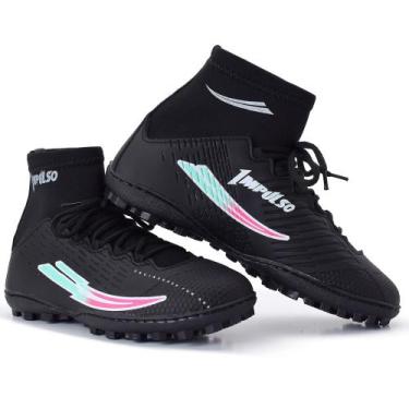 Imagem de Chuteira society botinha campo sintetico - IMPULSO, Preto pink, 42