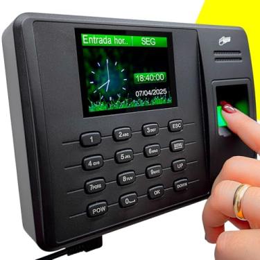 Imagem de Relógio de Ponto Biométrico Digital Eletrônico Máquina Para Empresa Com Conexão USB Confirmação Sonora E Visual Impressão Digital Para Registro De Pontos Não Requer Instalação de Software