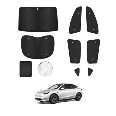 Imagem de 8 peças de persianas para modelo Y 2020-2024 acessórios – Cobertura total para janelas laterais, triangulares traseiras e para-brisas – proteção UV e privacidade para acampamento, cochilo, relaxamento