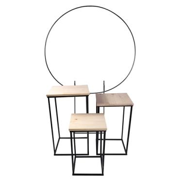 Imagem de Kit Pegue Monte Com 3 Mesas E Arco de 1,50m Desmontável (Preto com pinus cru)