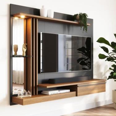 Imagem de Painel de TV 55 Polegadas Petra Com LED e Espelho Babus, Preto / Cinam