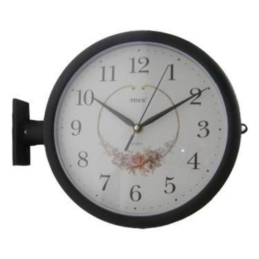 Imagem de Relógio de Parede Dupla Face – Estação de Trem Vintage Retrô