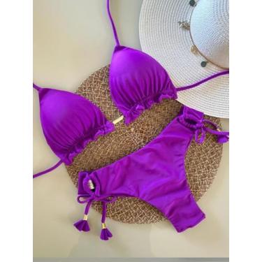 Imagem de Biquini Cortininha Com Calcinha Fio Duplo, Roxo - Naykle, Roxo, GG