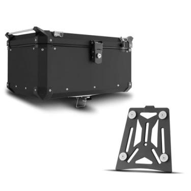 Imagem de Baú moto top case traseiro universal 56 litros roncar + base de fixaçã