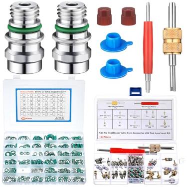 Imagem de DaisyInner Kit de anel de vedação de núcleo de válvula de ar condicionado de 599 peças e válvula de serviço com tampas R12 R134a Núcleo de válvula de refrigeração com ferramenta de instalação