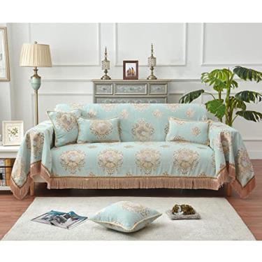 Imagem de Manta De Chenille Com Borlas, Capa De Sofá Jacquard, Colcha, Grandes Mantas Para Sofá, Cadeira, Cama Presente, Teal, 185x200cm