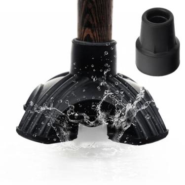 Imagem de DORANMI Conjunto Com 2 Pontas De Bengala De 3/4', Substituição De Bengala Autoportante Com Pontas De Borracha Preta, Base Quádrupla Resistente, Pontas De Bengala Antiderrapantes Para Acessórios De