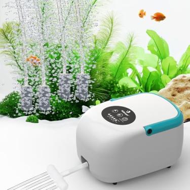 Imagem de fishkeeper Bomba De Ar Para Aquário, Aquário Grande Alimentada Por Bateria Lítio Com Válvula Retenção Ajustável, Aeradora Oxigênio Pedra 180 Galões
