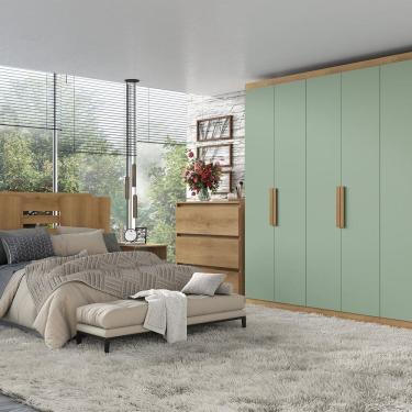 Imagem de Roupeiro 6 Portas 220cm X 47cm X 180cm Milan Capuccino/Menta
