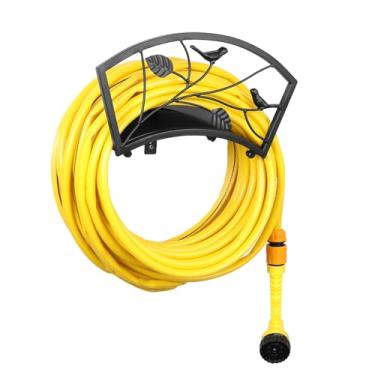 Imagem de XMANTSEA Suporte de mangueira de água de ferro fundido resistente, organizador de mangueira de jardim ao ar livre, suporte de mangueira de mordomo durável para jardim