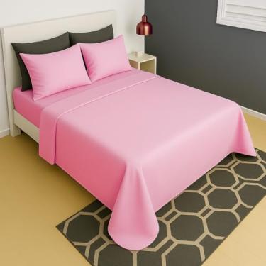 Imagem de Lençol Casal Sem Elástico Superior Malha Liso 100% Algodão (Rosa Bebê)