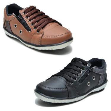 Imagem de Kit 2 Sapatênis Infantil Casual Fechamento Elástico e Zíper-Masculino