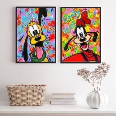 Imagem de Kit 2 Quadros Decorativos Grafite Pluto Pateta 33X24Cm Pre