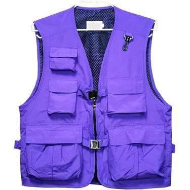 Imagem de Colete De Carga Para Homens E Mulheres Ao Ar Livre Para Caça Militar Escalada E Pesca Colete Fotográfico Com Vários Bolsos, Purple, L