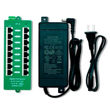 Imagem de WT-AT-8-56v120w 802.3at on-Demand Gigabit PoE 8 portas Power over Ethernet injetor para câmeras PoE, telefones IP, pontos de acesso Wi-Fi, inclui fonte de alimentação de 56 volts 120 watts com listas UL, DoE, FCC
