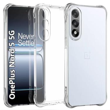 Imagem de USTIYA Capa para OnePlus Nord 5 5G TPU transparente quatro cantos capa protetora transparente macia
