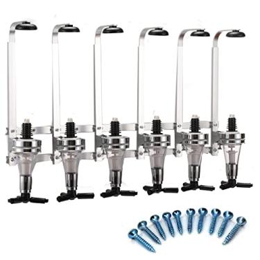 Imagem de Lfhelper Dispensador de bebidas montado na parede, 6 garrafas para uso em bares/festas domésticas, adequado para coquetéis de vinho, bebidas alcoólicas, liga de alumínio e ABS