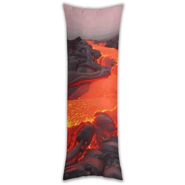Imagem de Capa de travesseiro de corpo vulcânica vermelha ultra macia respirável longa fronha 137.2 cm x 50.8 cm fronha decorativa com zíper oculto fronhas para sofá de quarto