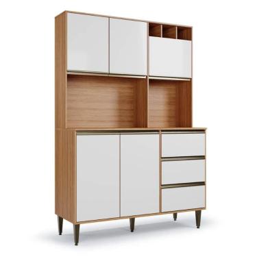 Imagem de Armário de Cozinha 5 Portas 3 Gavetas Nicho Versatti Freijo/ Off White