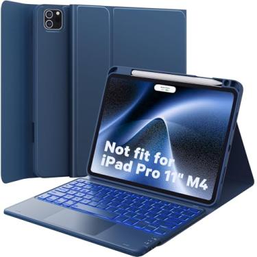 Imagem de GreenLaw Capa com teclado para iPad Air 11 polegadas (M3/M2) 2025/2024 e Air 4ª/5ª geração e iPad Pro de 11 polegadas (1ª/2ª/3ª/4ª geração), touchpad inteligente, retroiluminação de 7 cores, capa