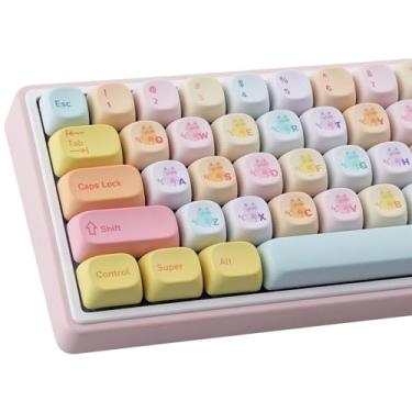Imagem de TYRIXKI Teclas PBT 136 Teclas Perfil MOA Teclas Cat Sublimação Colorida Rainbow Gummy Keycap Bonito Conjunto de Teclas Personalizadas para Teclados Mecânicos Cherry Gateron MX Swithes