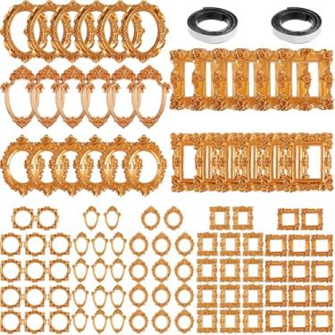 Imagem de Teenyyou 100 minimolduras douradas com fita magnética, pequenas, vintage, resina, antiguidade, miniatura, miniatura, barroco, para fotos, joias, decoração de casamento