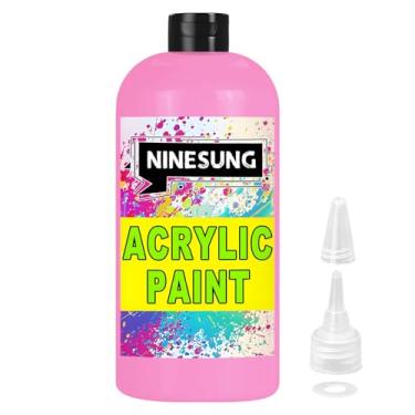 Imagem de ninesung Tinta acrílica rosa - Tamanho volumoso - 481.9 g/500 ml Tintas acrílicas Pintura profissional para tela Tecido Rock Easter Egg Wood Ceramic Glass Art Craft Painting (rosa, 17 Fl Oz)