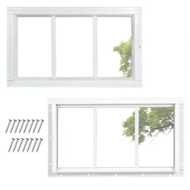 Imagem de COLORPAPA Pacote com 2 janelas de galpão, design fixo de janela de popa de 25 x 45 cm com vidro temperado para galpão, galinheiro, casa de brinquedo, casa, garagem, celeiros (branco)