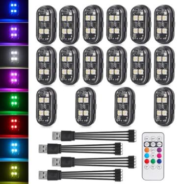 Imagem de Luzes estroboscópicas de LED sem fio com controle remoto, atualização de 2025, 4LED, 8 cores, à prova d'água, anticolisão, luz de advertência, luzes de LED para carro, drone, caminhão, motocicleta