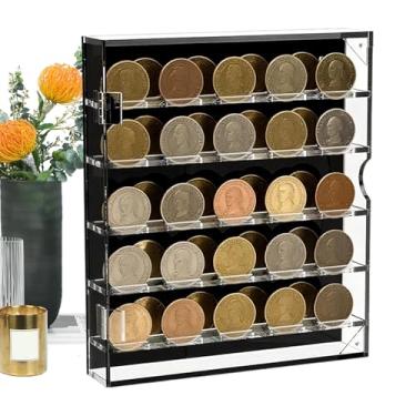 Imagem de Estojo Para Exposição De Moedas - Gabinete em Acrílico Transparente para Coleção - Expositor Com Prateleiras Removíveis Para Exposição Em Parede Ou Mesa Para Botões, Medalhas,