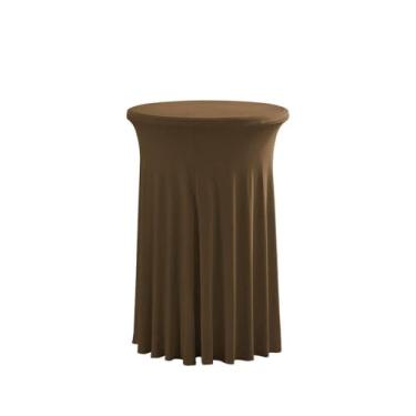 Imagem de Toalha de mesa elástica de grau para balcões de bar e mesas de coquetel, toalha de mesa redonda, café claro, 60 x 110 cm