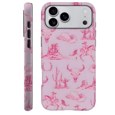 Imagem de TnXee Capa compatível com H7KQ Pro Max, capa de telefone híbrida de 2 camadas de prevenção de quedas para meninas e meninos, chapéu rosa cavalo cowboy ocidental