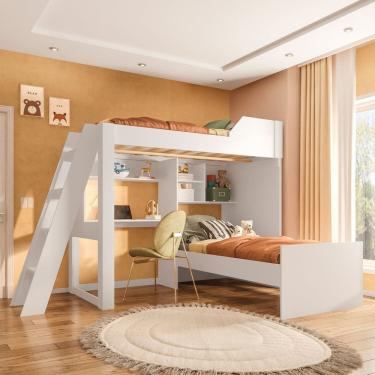 Imagem de Beliche Office Infantil Juvenil com Escrivaninha Vivace Branco