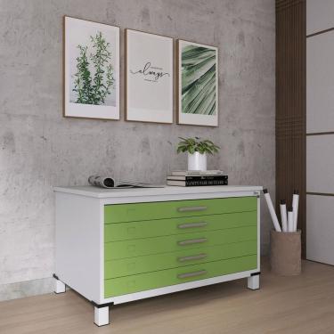 Imagem de Mapoteca Mont 5 Gavetas 71,3cm X 120,4cm Aço Cinza/Verde Miró