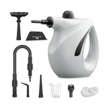 Imagem de Ｂｅｓｇａ Limpador a vapor potente de 1200 W, prático, com reservatório de água de 700 ml para estofados de espaços apertados, cortinas de sofá, adaptador EUA, Cinza