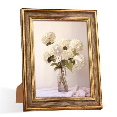 Imagem de RIVERVALLA Porta-retrato A4, vintage, retrô, madeira, dourado, antigo, parede, família, para 20 x 39 cm, exibição de arte, decoração de mesa, aniversário, Natal, mãe, avó, mulheres, presentes