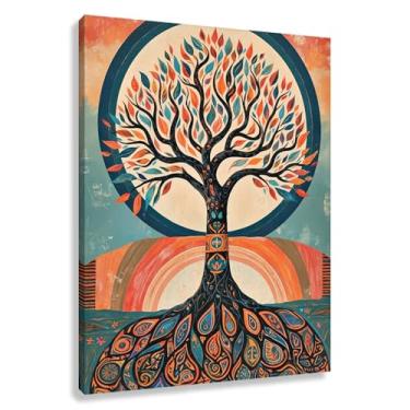 Imagem de Árvore da Vida Arte de Parede Impressão em Tela Decoração Harmonia da Vida Conexão Espiritual Natureza Ciclo para Sala de Estar 45x60cmx1