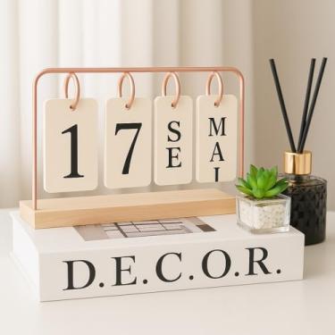 Imagem de Calendário de Mesa Decorativo com Plaquinhas Preto Rose Dourado Permanente Escritório (ROSÊ PLAQUINHAS)