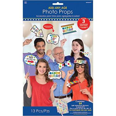 Imagem de Amscan Adereços para fotos de aniversário para qualquer idade, tamanho único, multicolorido