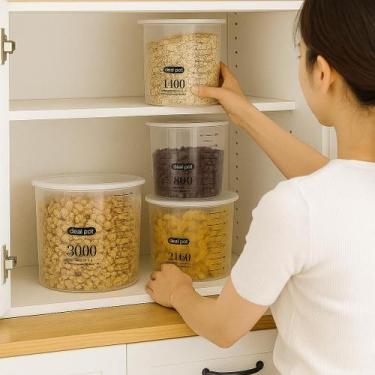 Imagem de Kit 4 Peça Pote Organiza Recipiente Plástico Arroz Feijão Conserva Gua