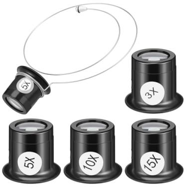 Imagem de Lupa De Joalheiro 4 Peças, 3X/5X/10X/15X, Monocular Portátil Para Leitura Carimbos E Reparo Relógios