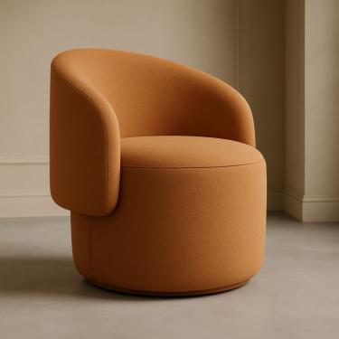 Imagem de Poltrona Orgânica Redonda Para Sala Recepção Liz Confortável Elegante Bouclê