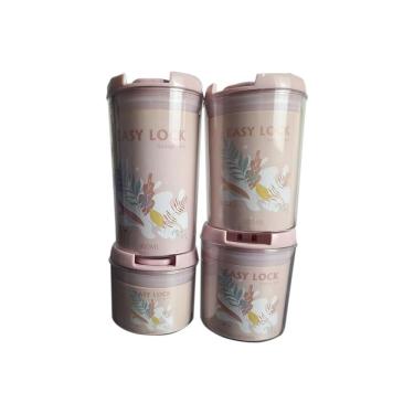 Imagem de Pote Hermético Organiza Alimentos Easy Lock 4 Peças - Rosa