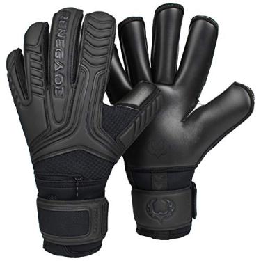 Imagem de Renegade GK Luvas de goleiro Vulcan Onyx com proteção de dedos | 3,5 + 3 mm Hyper Grip e Duratek de 4 mm | Luvas de goleiro de futebol preto (tamanho 6, juvenil, crianças, corte de rolo, nível 3)