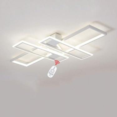 Imagem de Luz De Teto Led, Luzes De Teto Quadradas Modernas Design De Abajur De Acrílico Criativo Sala De Estar Cozinha Ilha Mesa Quarto Luminária, Black Warm Light, 90cm 94W